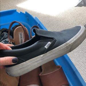 Slip on vans black leather